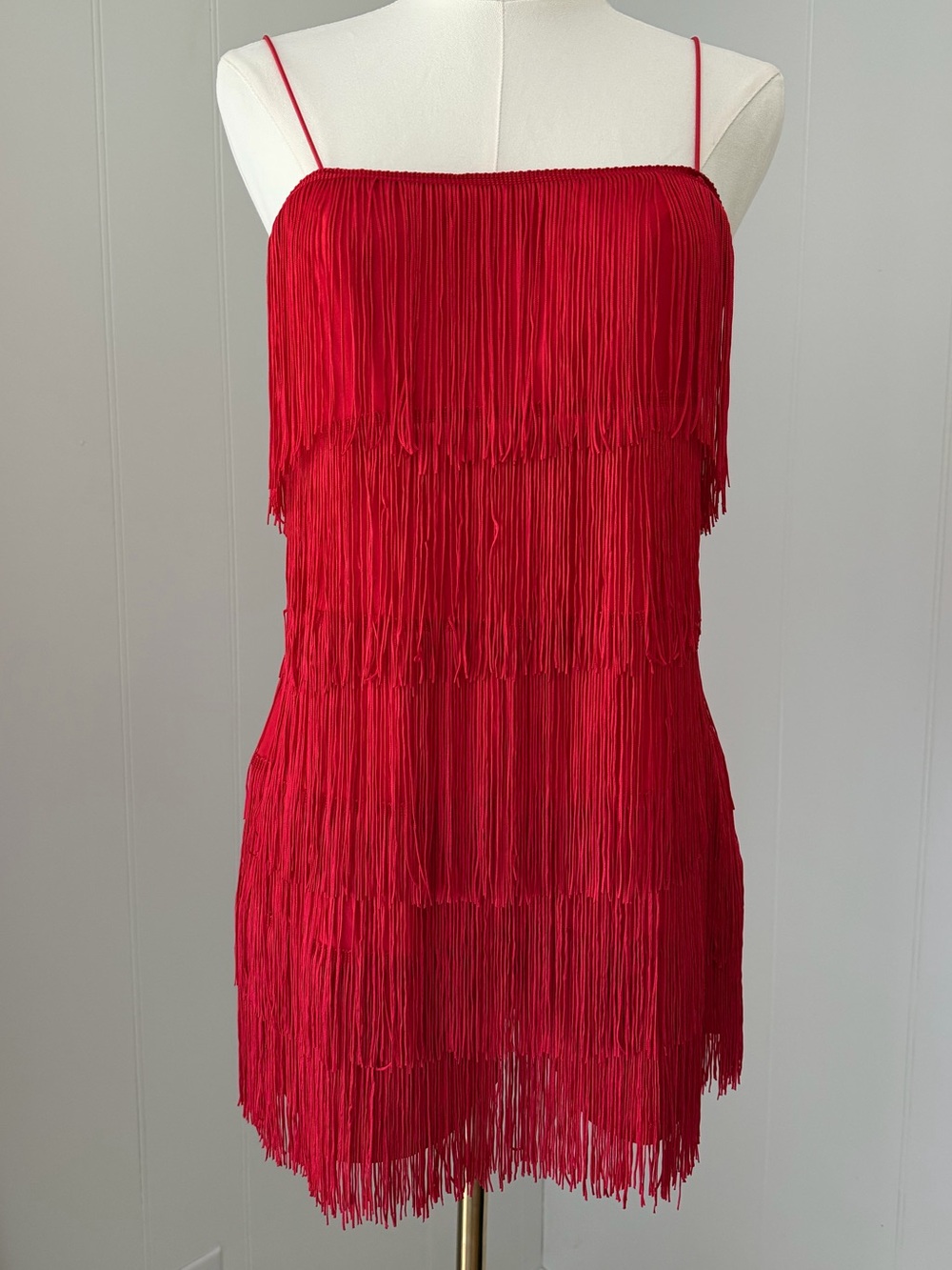 Brand New w Tags Sincerely Jules Red Fringe Romper Dress with Spaghetti Straps